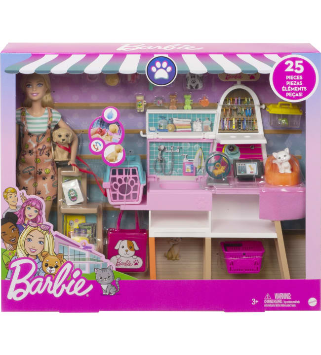 Barbie Pet Supply Store muotinukke ja eläimet