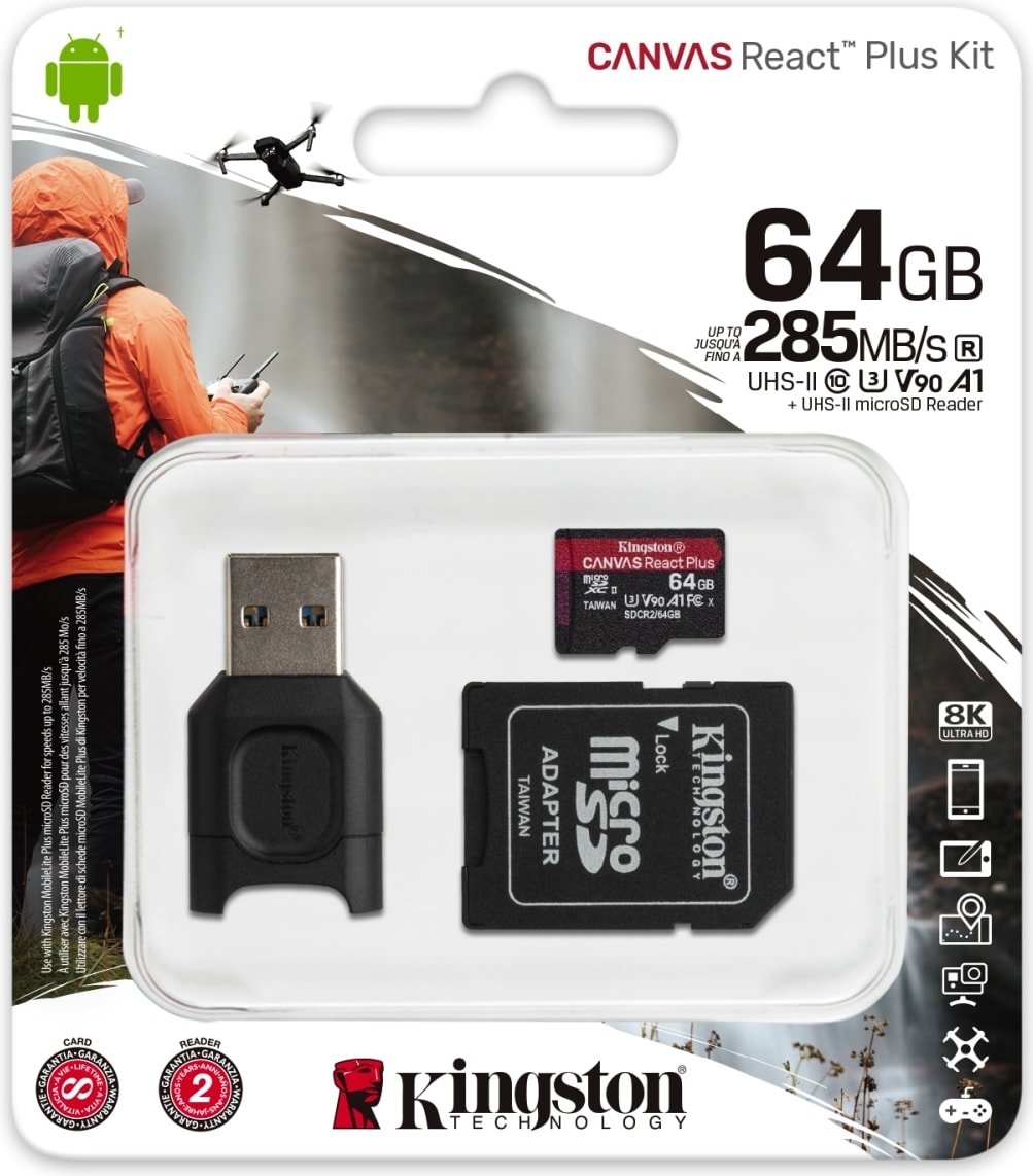 Creation tin Compassion Kingston Canvas React Plus Kit 64 GB microSD muistikortti + kortinlukija |  Karkkainen.com verkkokauppa