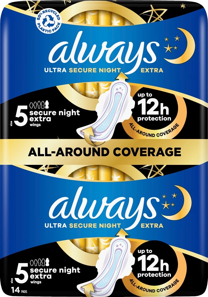 Always Ultra Secure Night Extra 14 kpl terveysside | Karkkainen.com ...