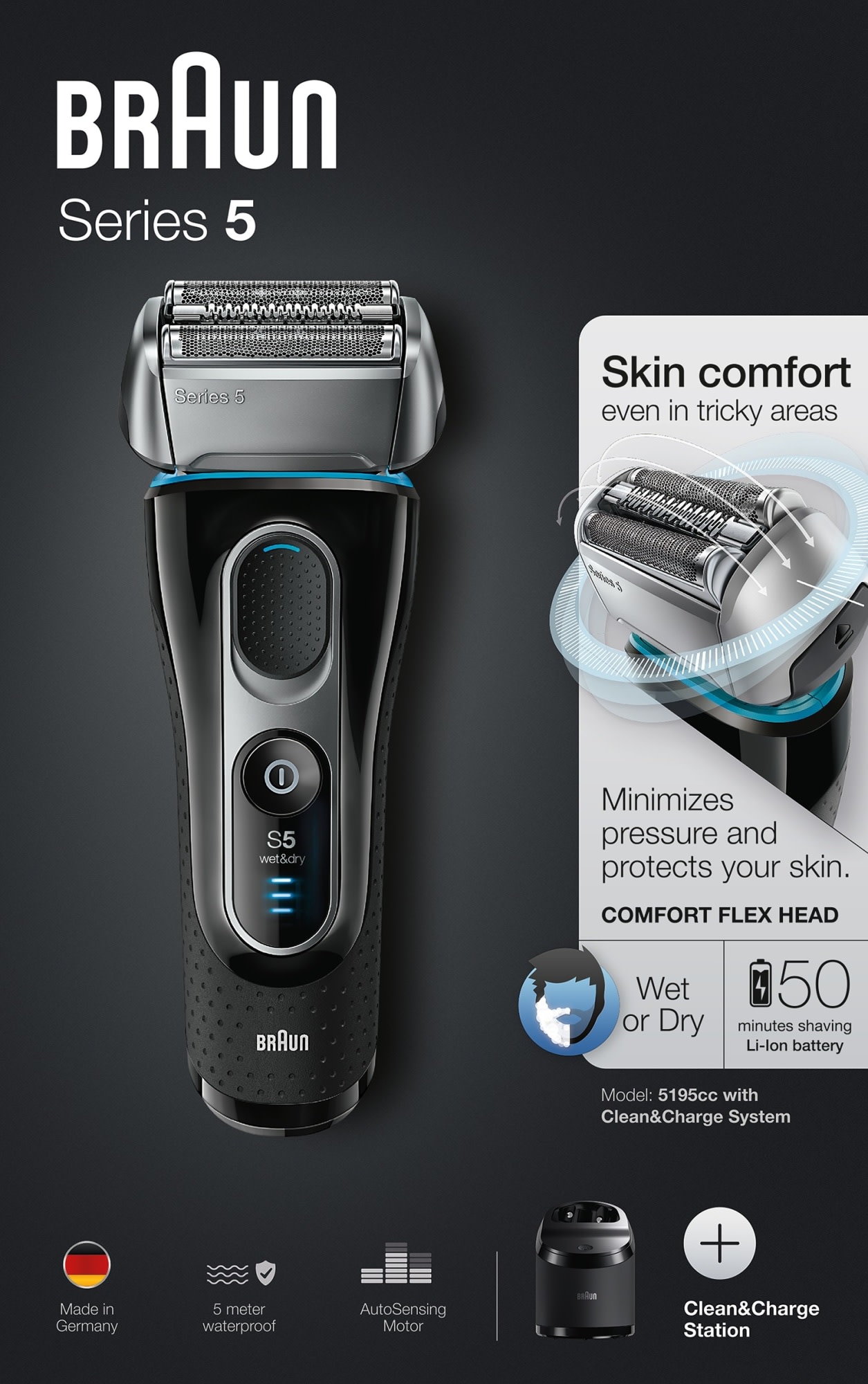 Braun Series 5 5195CC parranajokone huoltokeskuksella | Karkkainen.com ...