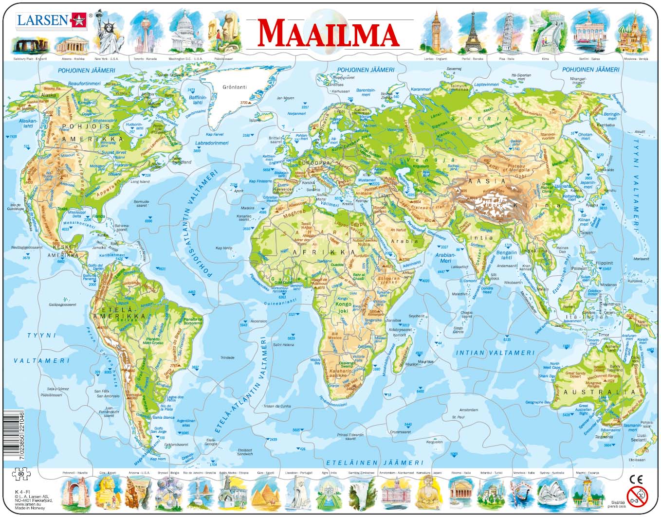maailman kartta kartta Larsen Maailman Kartta Palapeli Karkkainen Com Verkkokauppa maailman kartta kartta