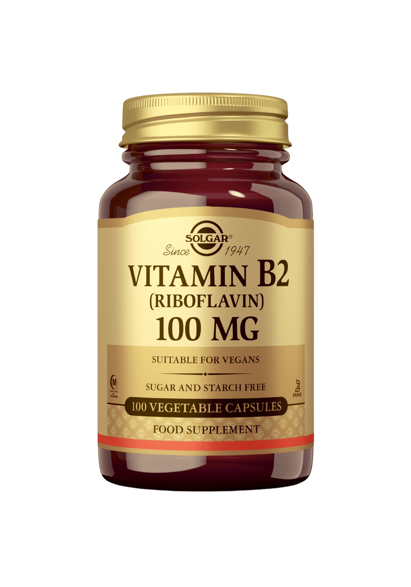 Solgar® B2-vitamiini 100 mg 100 kaps. ravintolisä