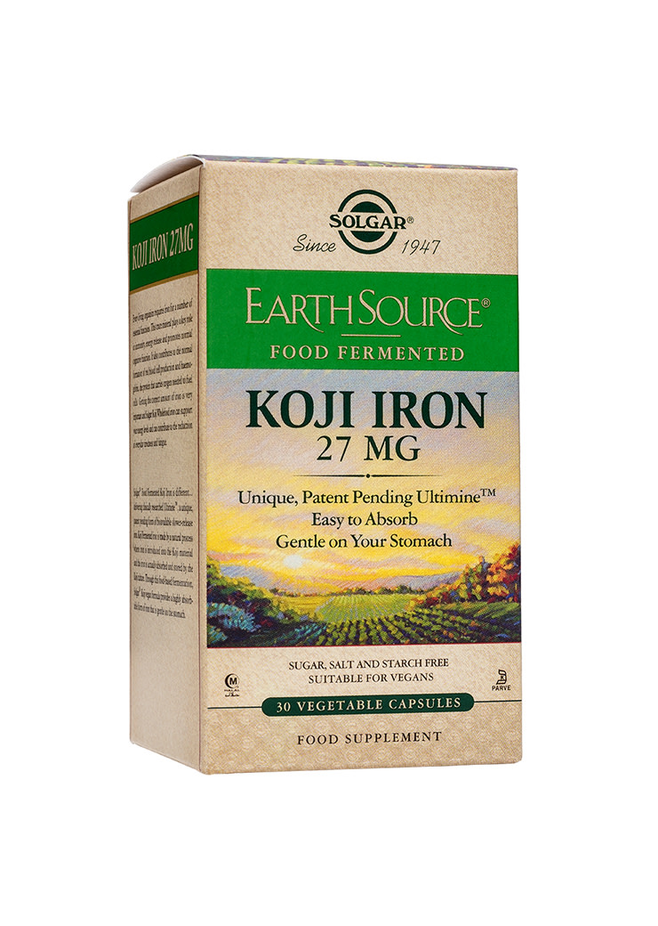 Solgar® Earth Source Fermented Koji Iron 27 mg 30 kaps. ravintolisä