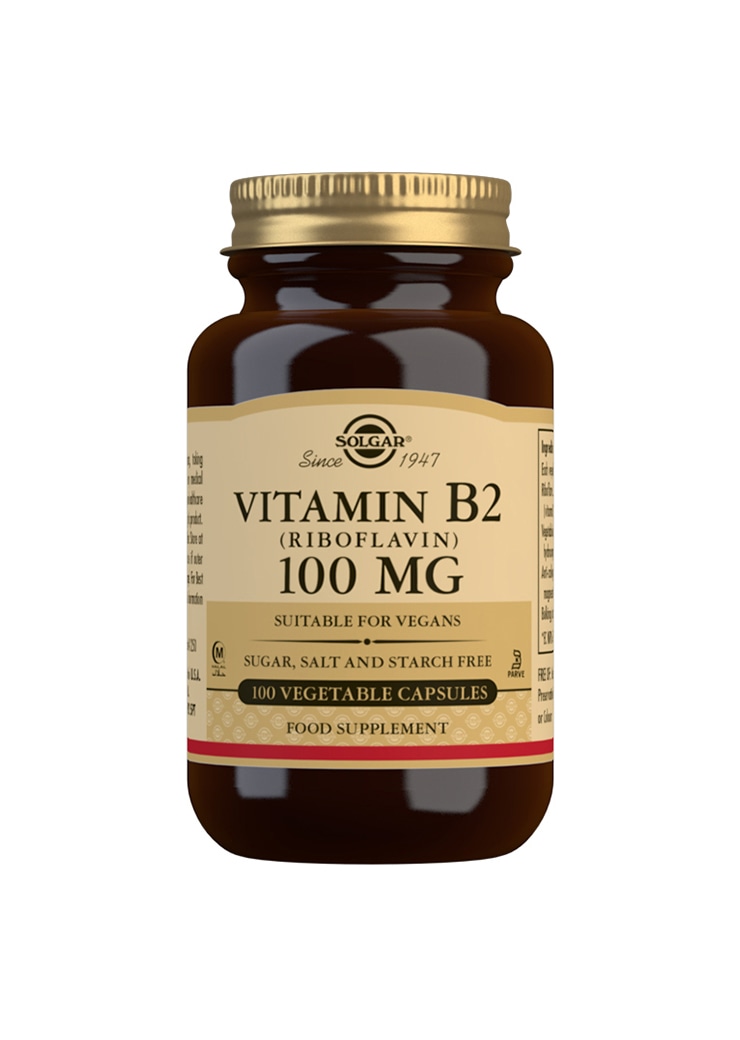 Solgar® B2-vitamiini 100 mg 100 kaps. ravintolisä