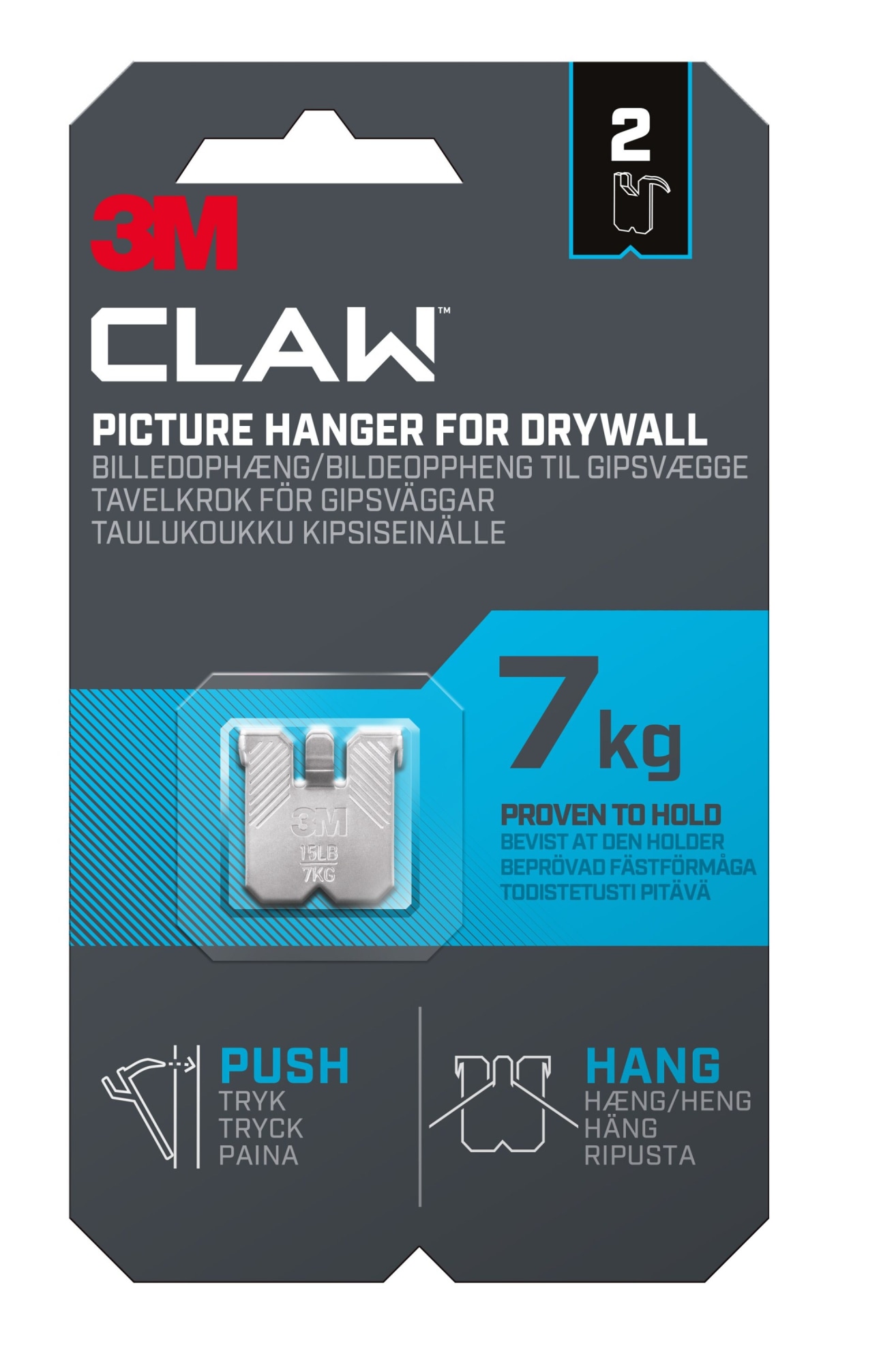 3m Claw™ 2 kpl 7kg taulukoukku kipsilevylle