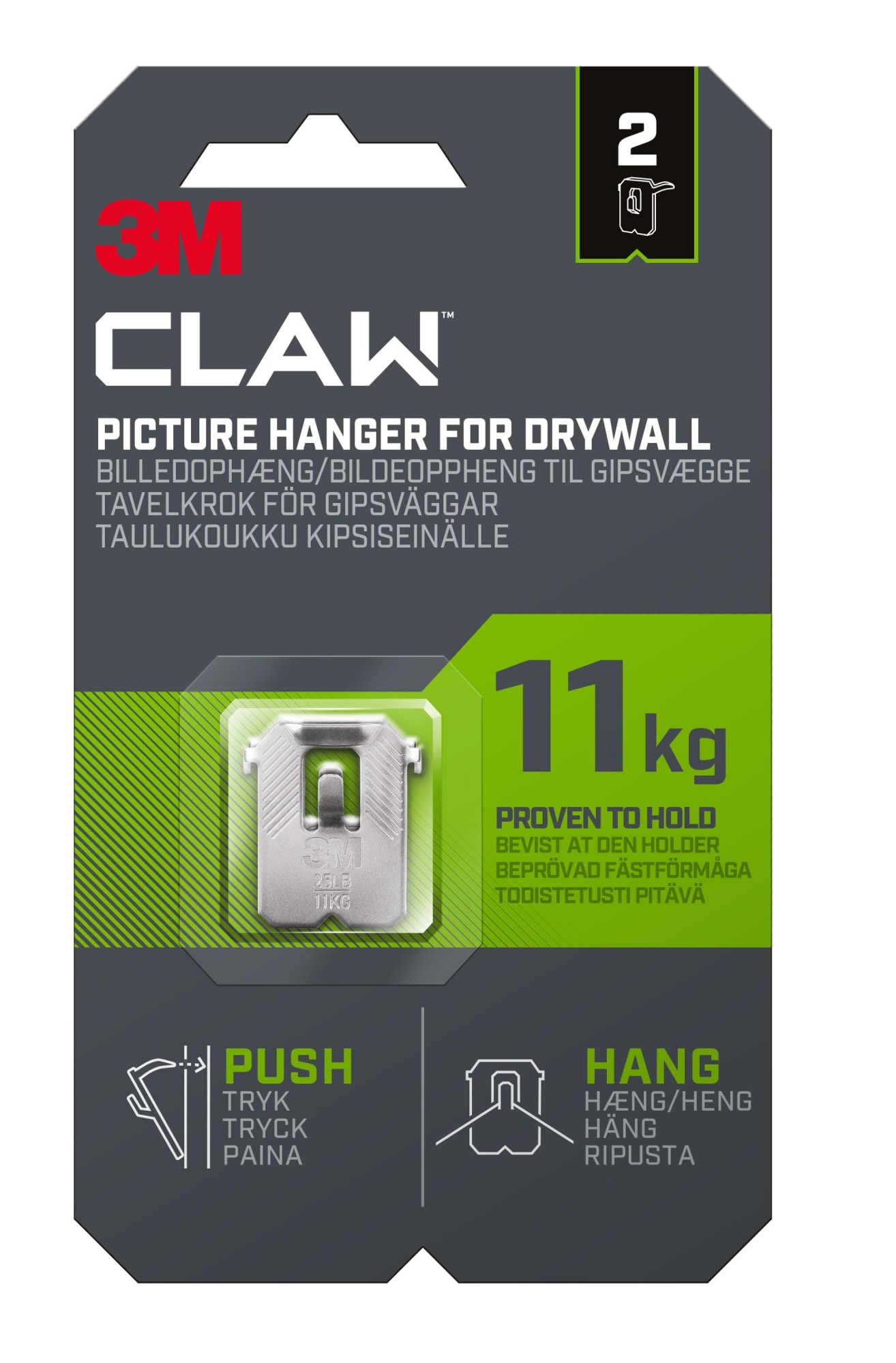 3m Claw™ 2 kpl 11kg taulukoukku kipsilevylle