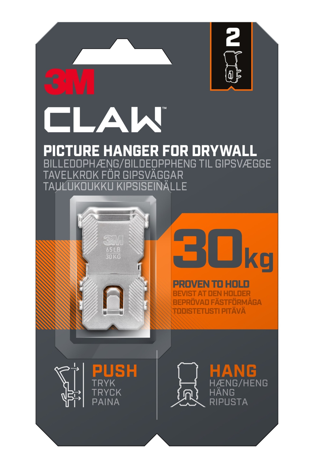 3m Claw™ 2 kpl 30kg taulukoukku kipsilevylle