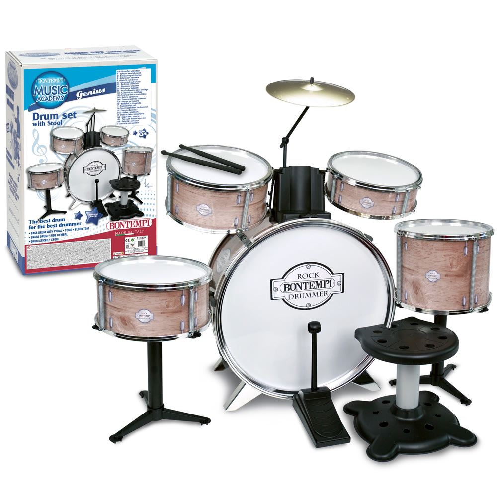 Bontempi Rock Drum Set 6-osainen rumpusarja tuolilla