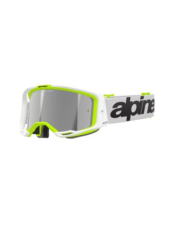 Alpinestars Ajolasit Vision 8 WORDMARK Valkoinen/Keltainen Fluo Hopea peili