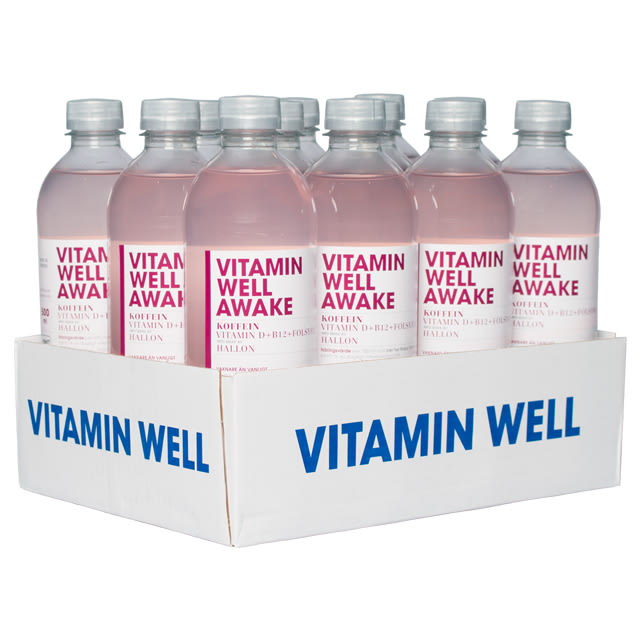 Vitamin Well Awake Vadelma 0,5l 12-pack hiilihapoton juoma