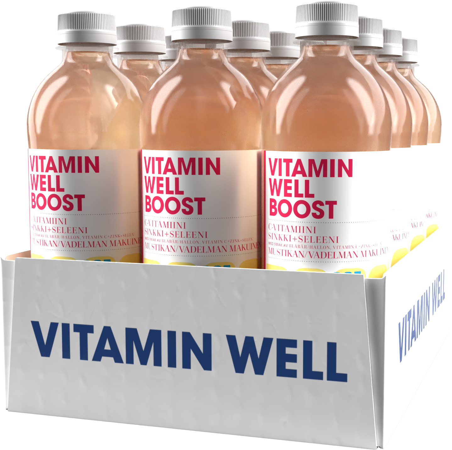 Vitamin Well Boost Vadelma-Mustikka 0,5l 12-pack hiilihapoton juoma