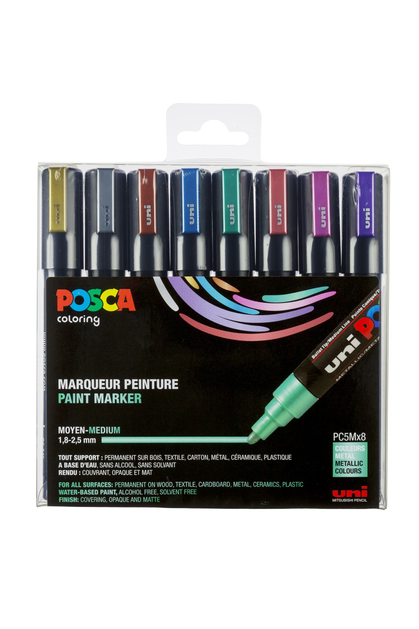 Uni Posca Marker 8 kpl PC-5M metallivärit maalikynäsetti