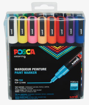 Uni Posca Marker 16 kpl PC-3M perusvärit maalikynäsetti