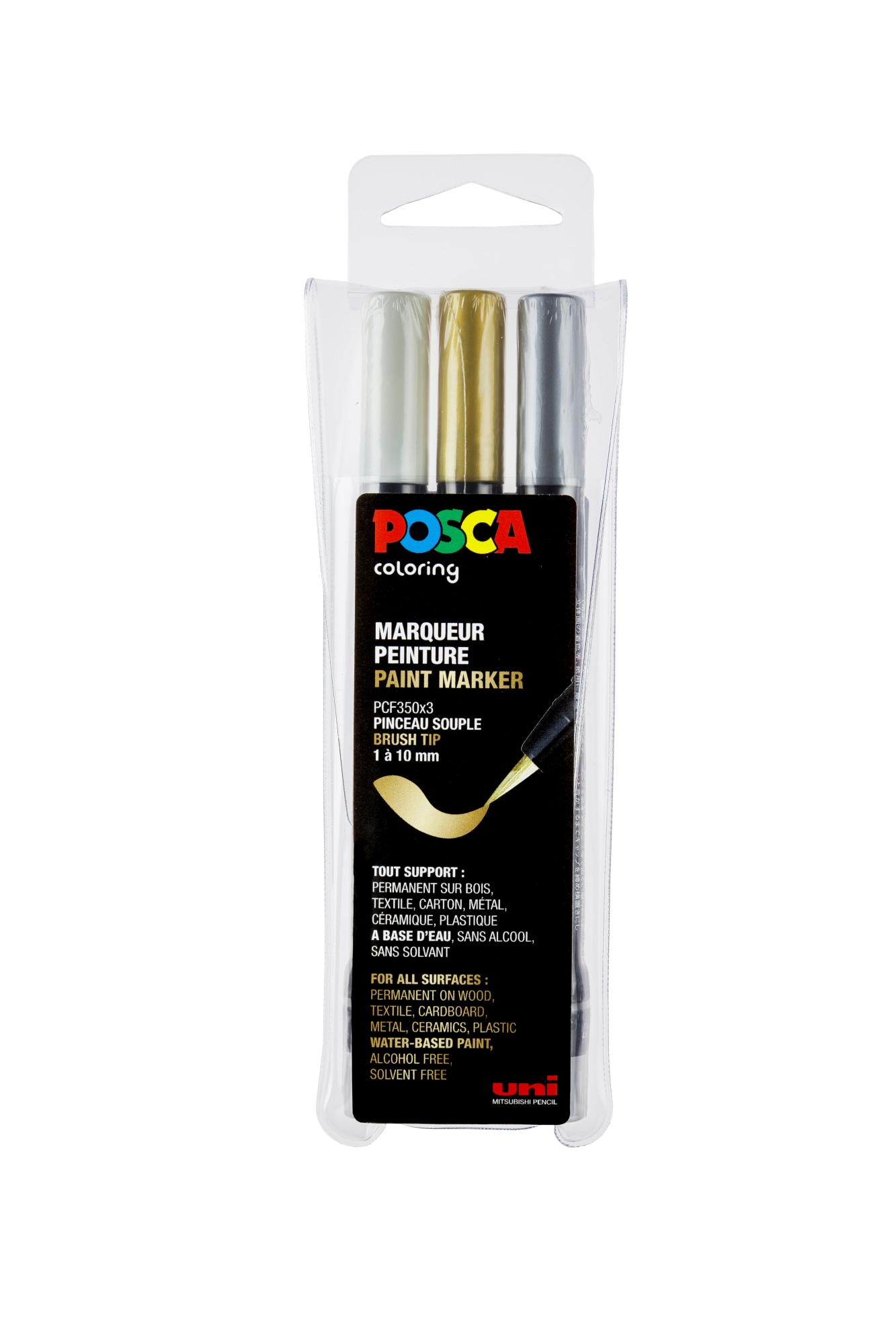 Uni Posca Marker brush 3 kpl PFC-350 sivellinkynäsetti