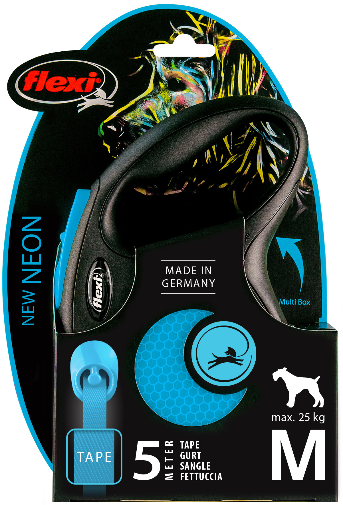 Flexi New Neon M sininen 5 m nauha kelatalutin