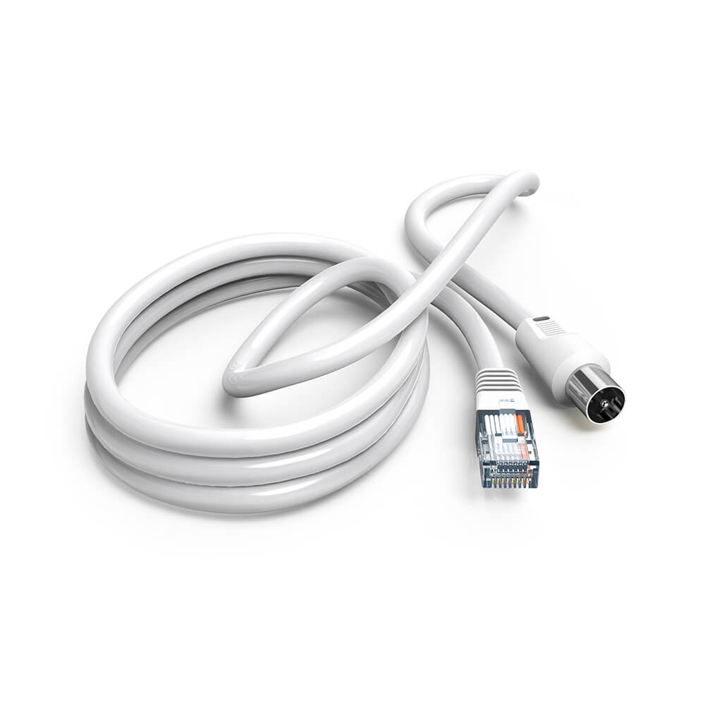 Hama Cable Antenna 75dB Coax Plug to RJ45 Plug white 2.5m