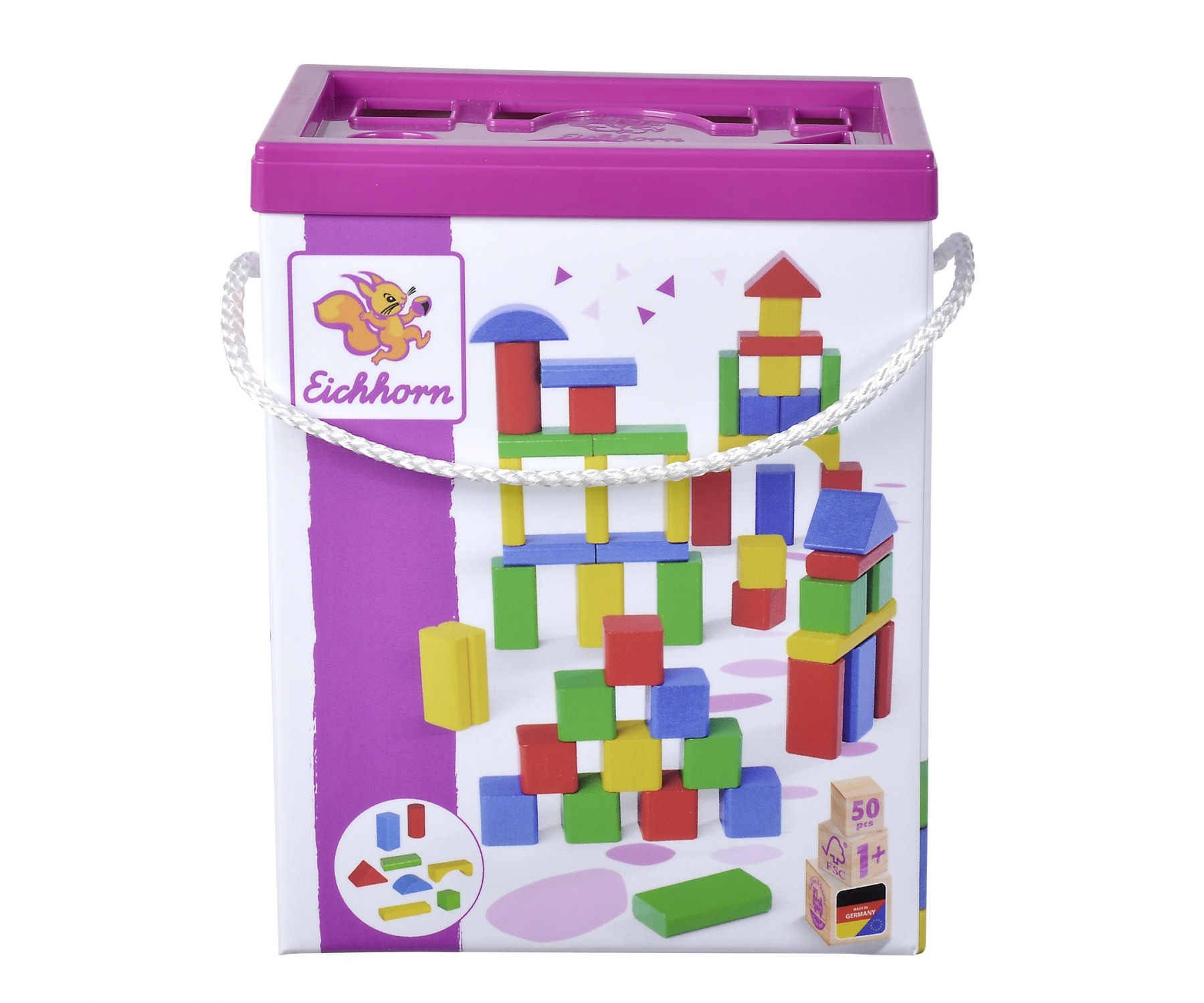 Eichhorn Coloured Wooden Blocks puupalikat rakennussarja
