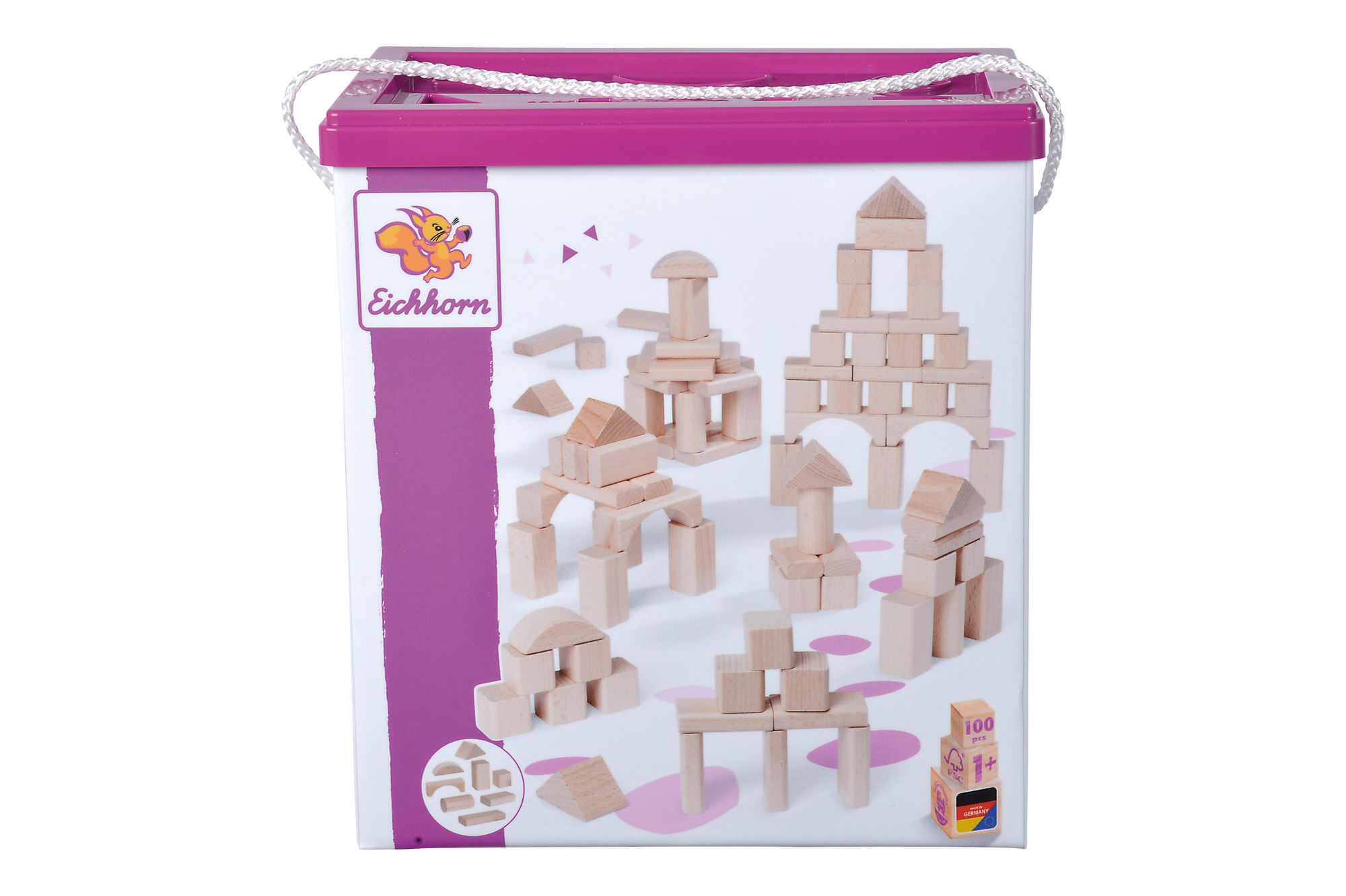 Eichhorn Natural Wooden Blocks 100-osainen puupalikat rakennussarja