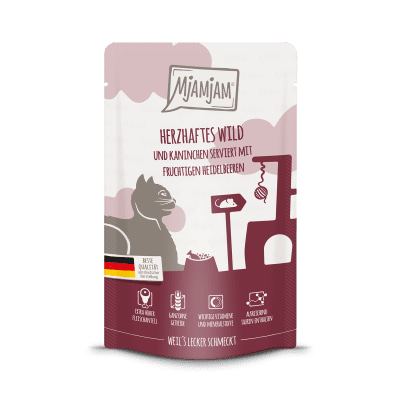 MjAMjAM Quetschie riista & kani & mustikka 125 g kissan märkäruoka