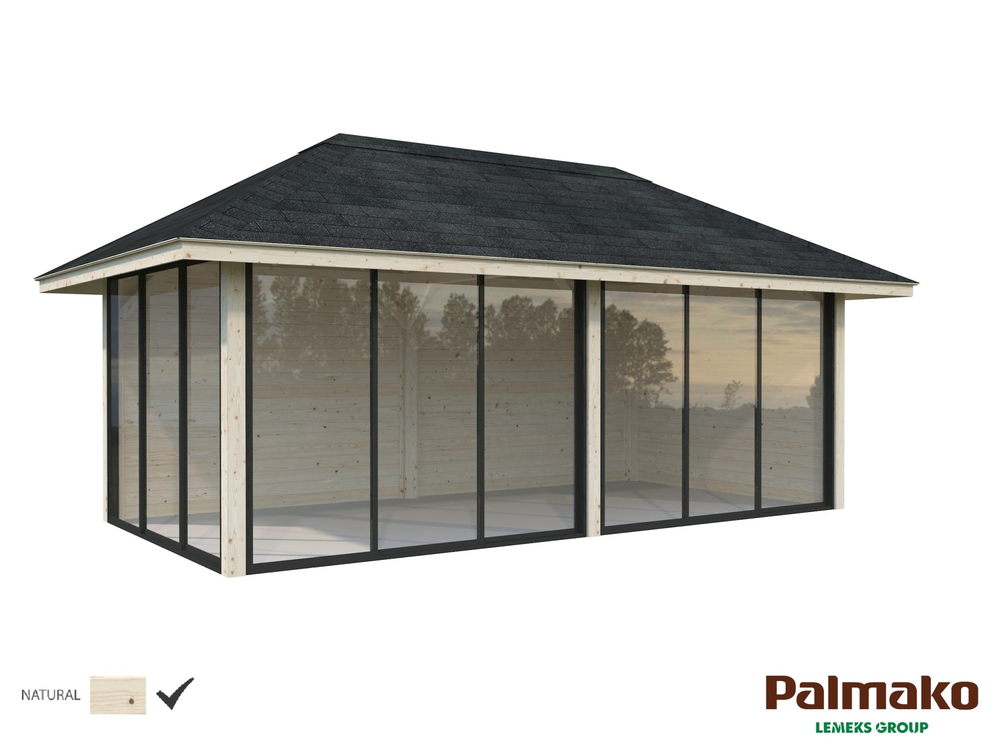 Palmako Bianca 16,6 m2 Set202 liukuovilla kesähuone