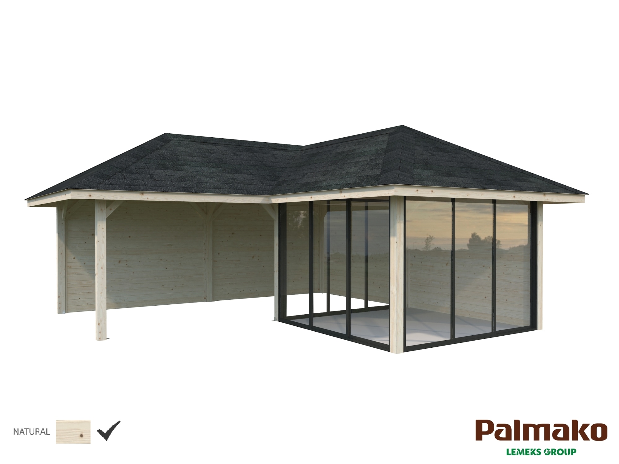 Palmako Bianca 24,9 m2 Set212 liukuovilla kesähuone