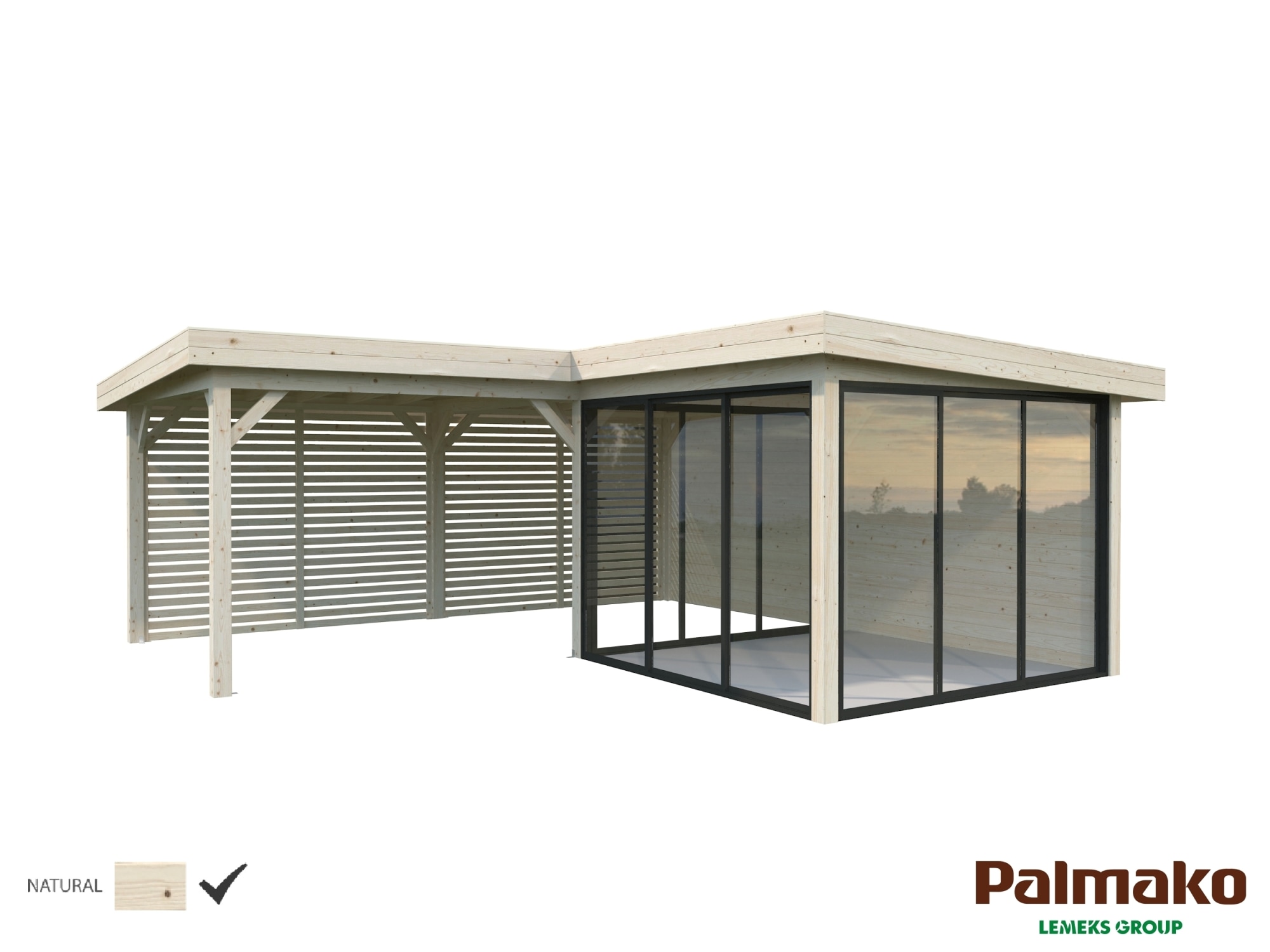 Palmako Lenna 24,9 m2 Set 411 liukuovilla kesähuone