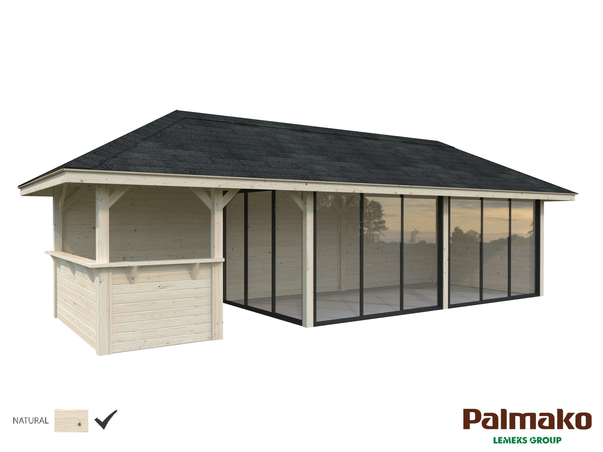 Palmako Bianca 24,9 m2 Set219 liukuovilla kesähuone