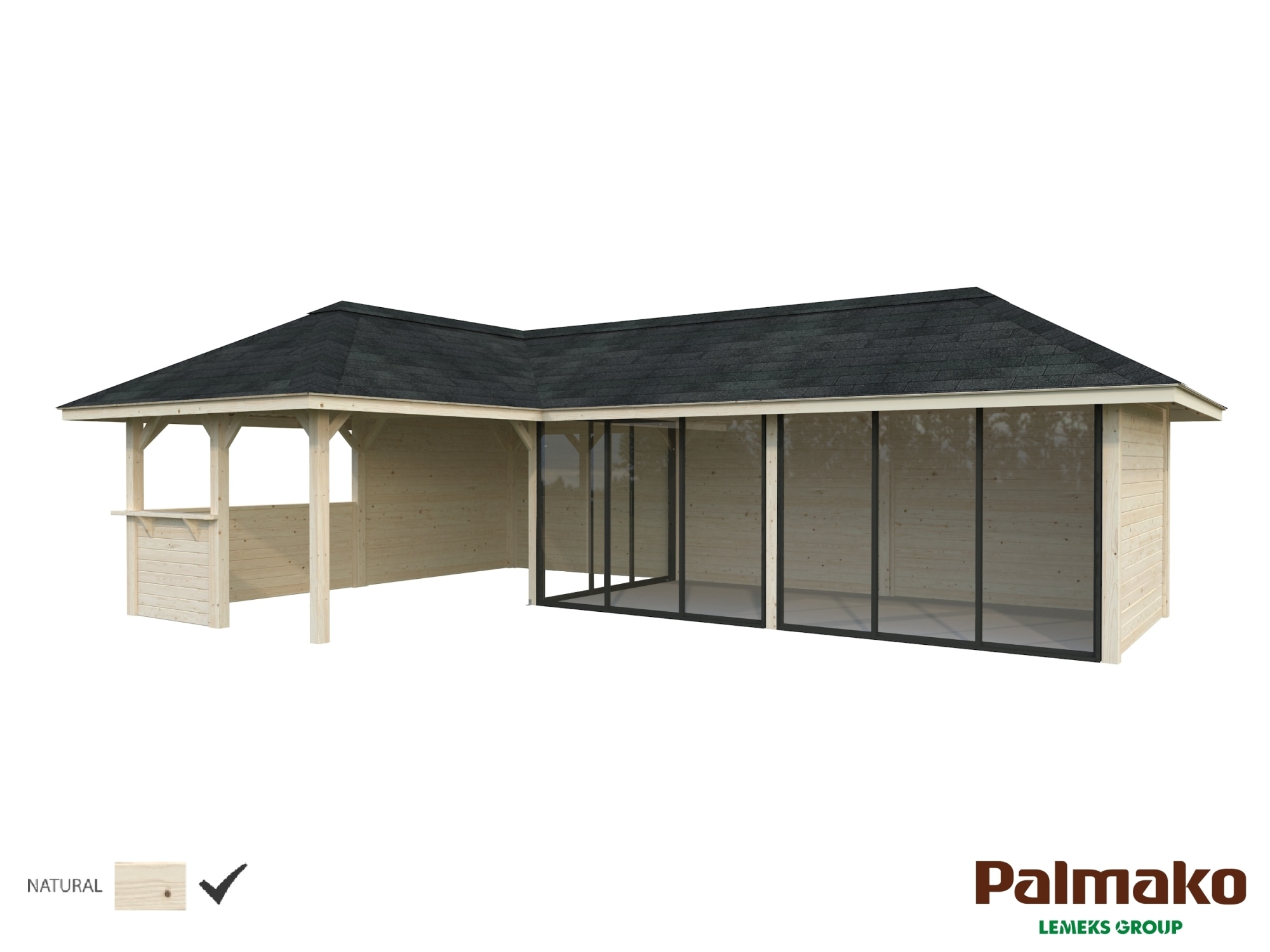 Palmako Bianca 33,2 m2 Set220 liukuovilla kesähuone