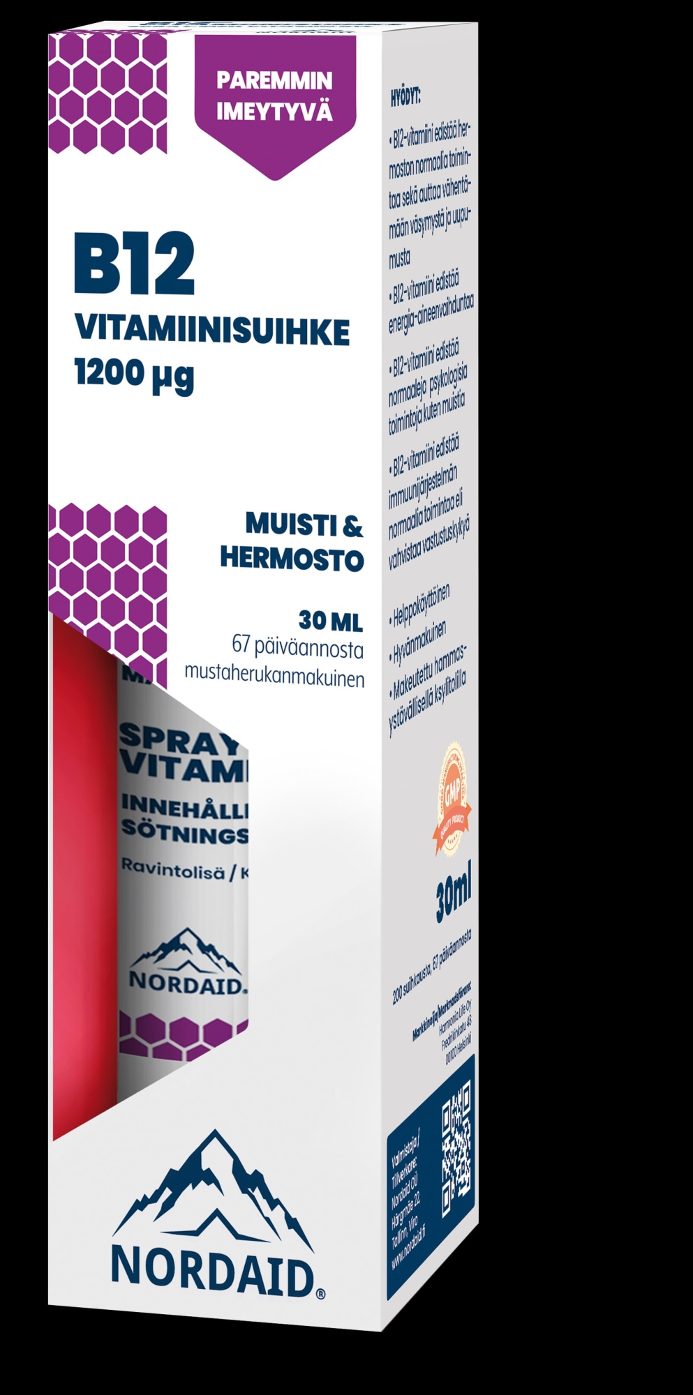 Nordaid B12-vitamiinisuihke 30 ml ravintolisä