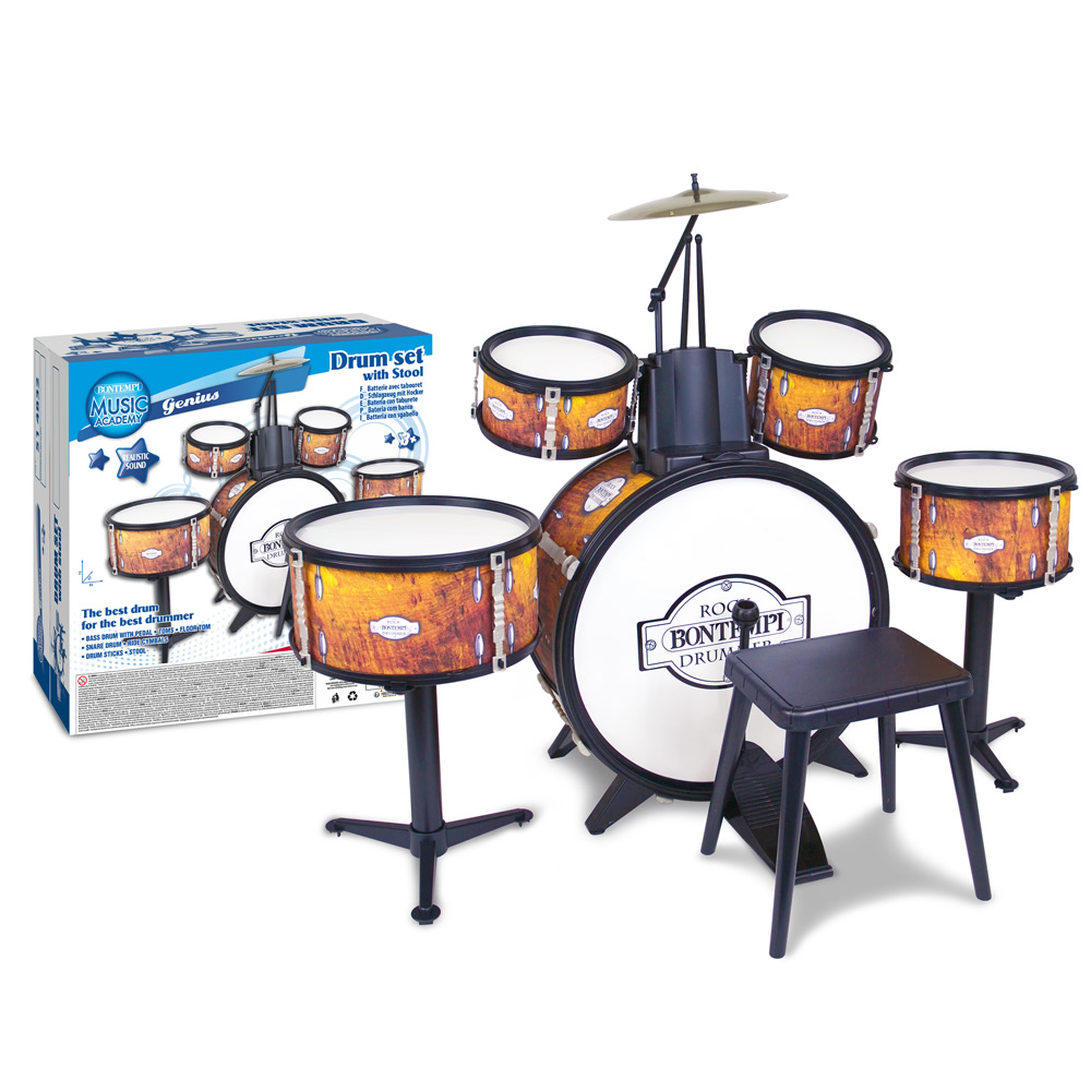 Bontempi Drum Set 6-osainen rumpusarja tuolilla