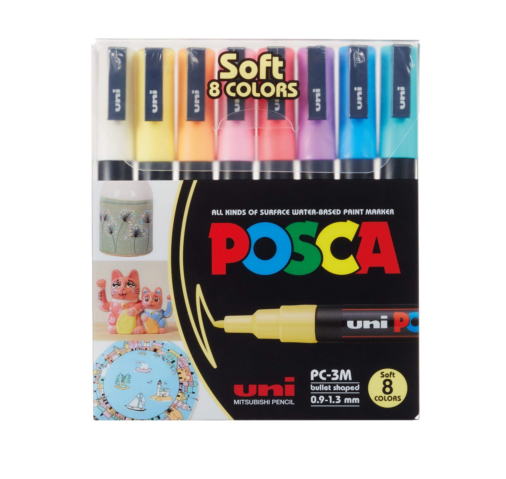 Uni Posca Marker 8 kpl PC-3M pastellivärit maalikynäsetti