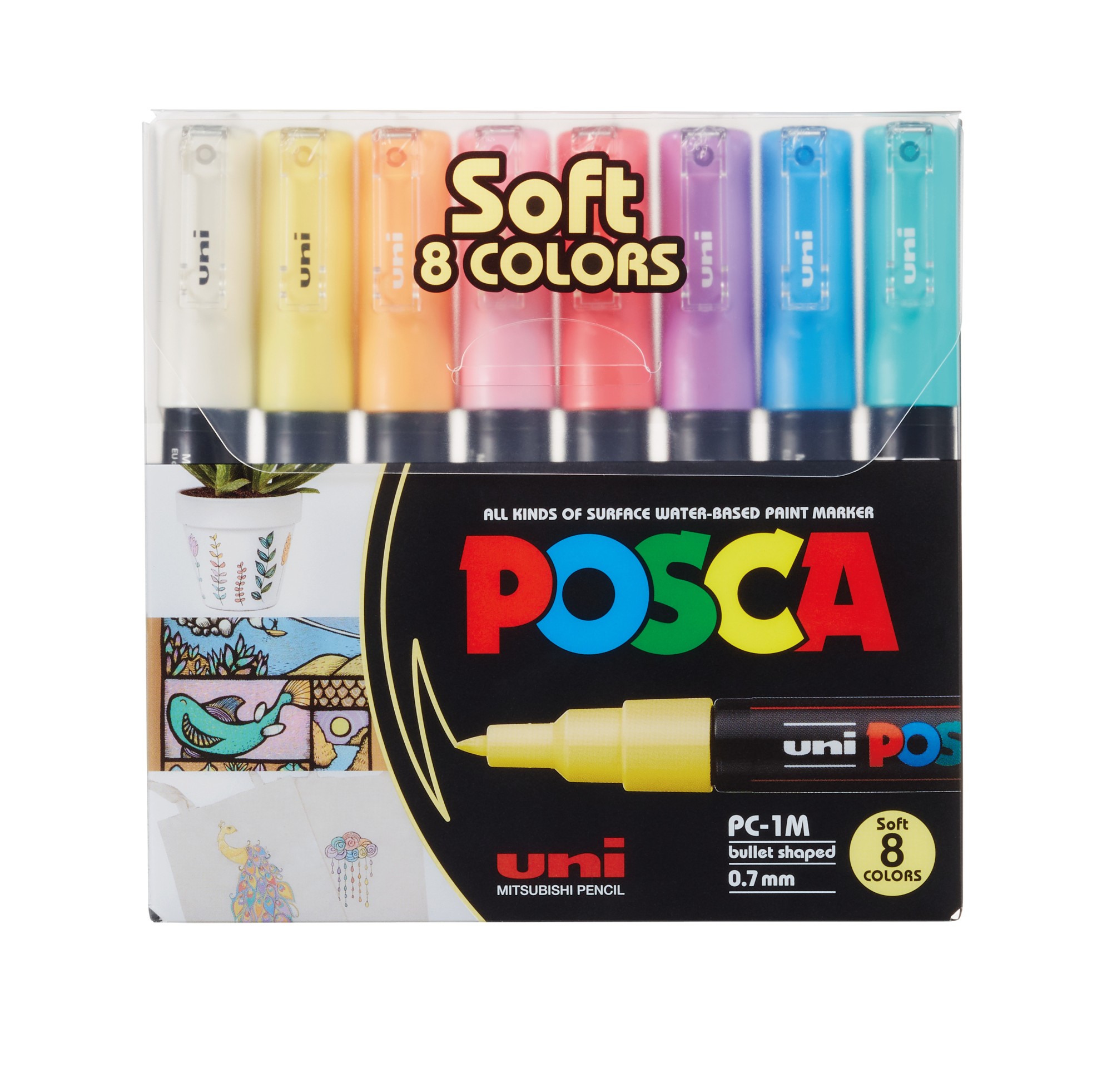 Uni Posca Marker 8 kpl PC-1M pastellivärit maalikynäsetti