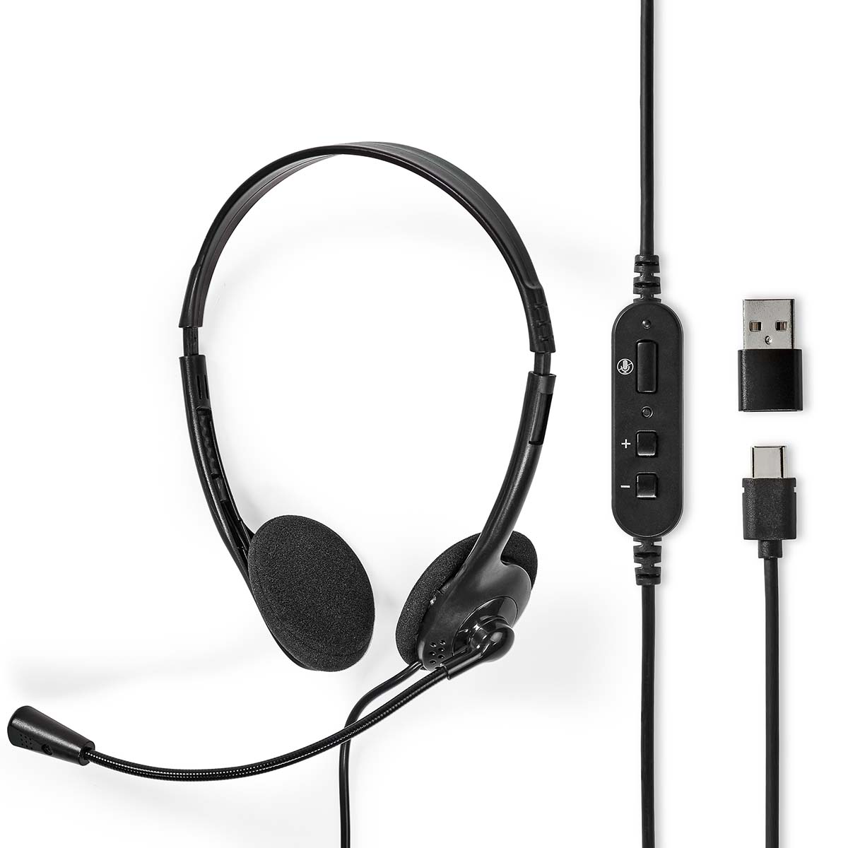 Nedis CHSTU110BK PC-headset On-Ear-Kuulokkeet