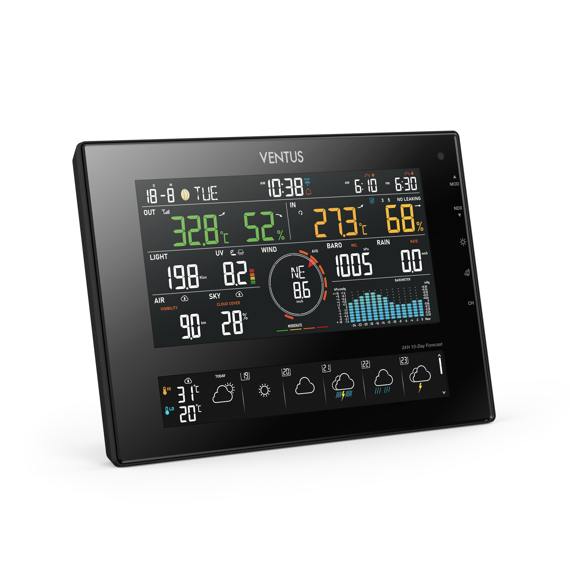 Ventus W850 WiFi, tuuli, sade ja 10 päivän ennuste sääasema