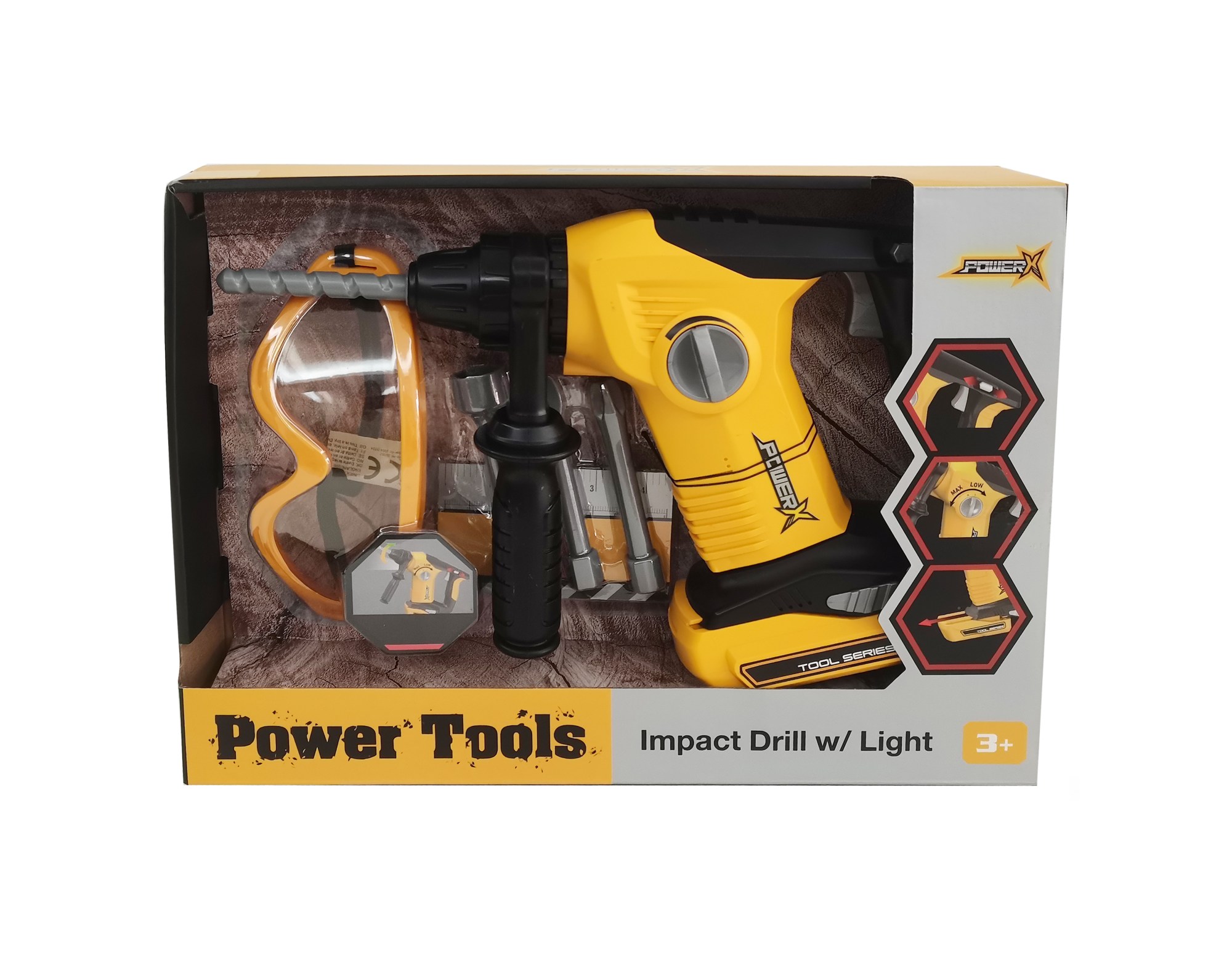 Power X Impact Drill leikki iskuporakone valolla ja äänillä