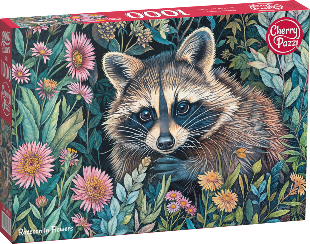 CherryPazzi Raccoon in Flowers 1000p palapeli