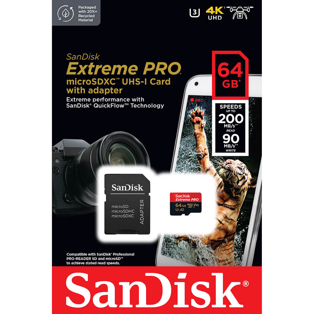 SanDisk Extreme Pro UHS-I U3 64GB microSD muistikortti