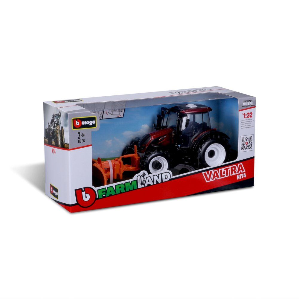 Bburago 1:32 Valtra N174 traktori lumiauralla