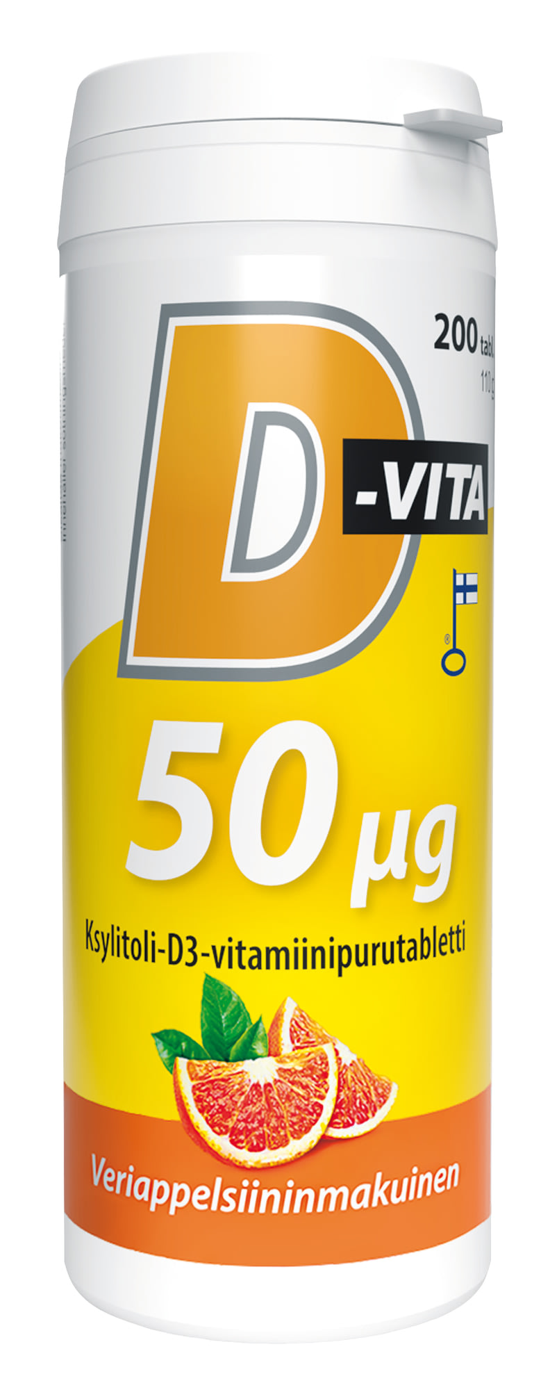 D-Vita  veriappelsiininmakuinen 50 µg 200 tabl ravintolisä