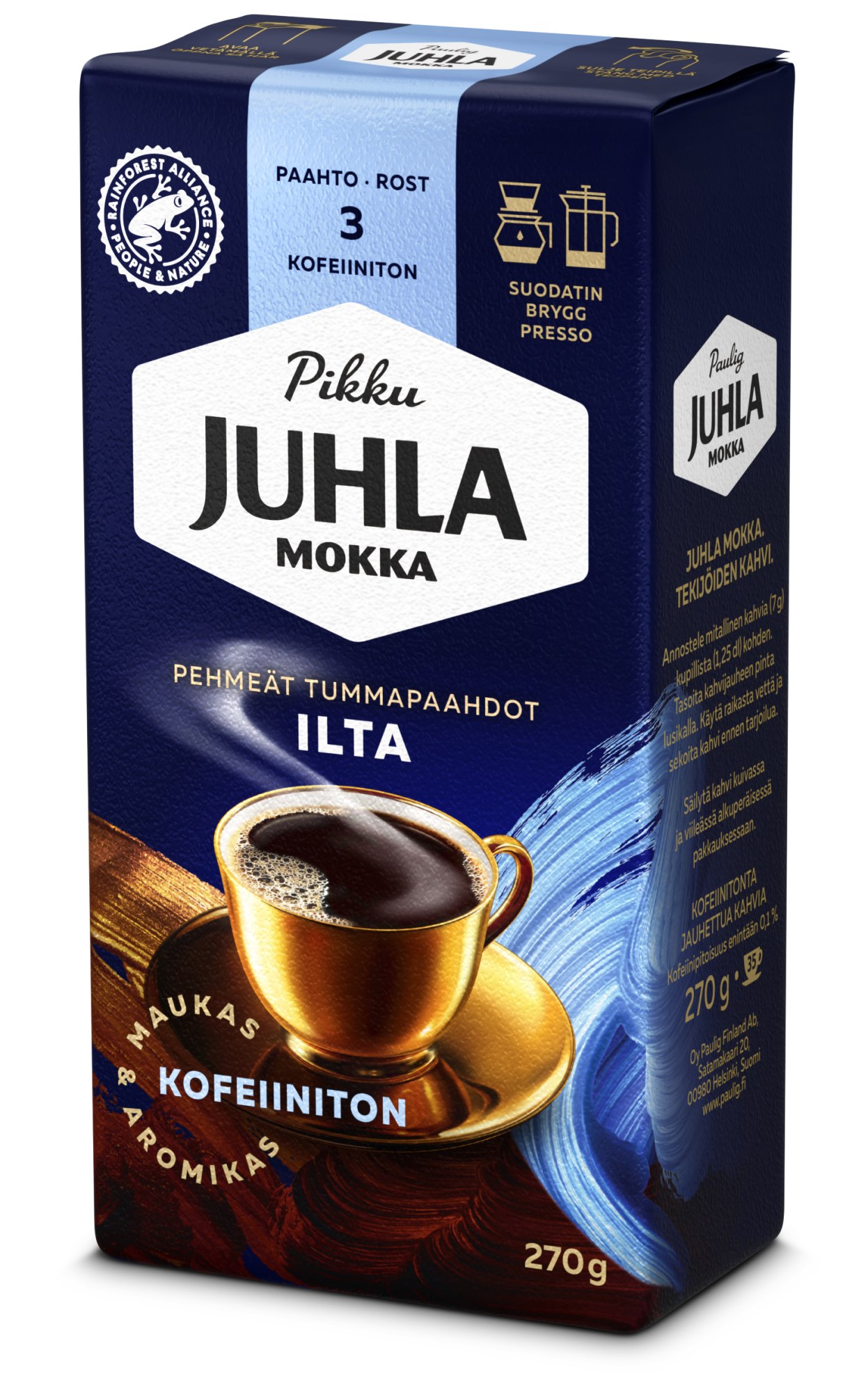 Paulig Juhla Mokka Ilta Kofeiiniton Suodatinjauhatus 270g kahvi