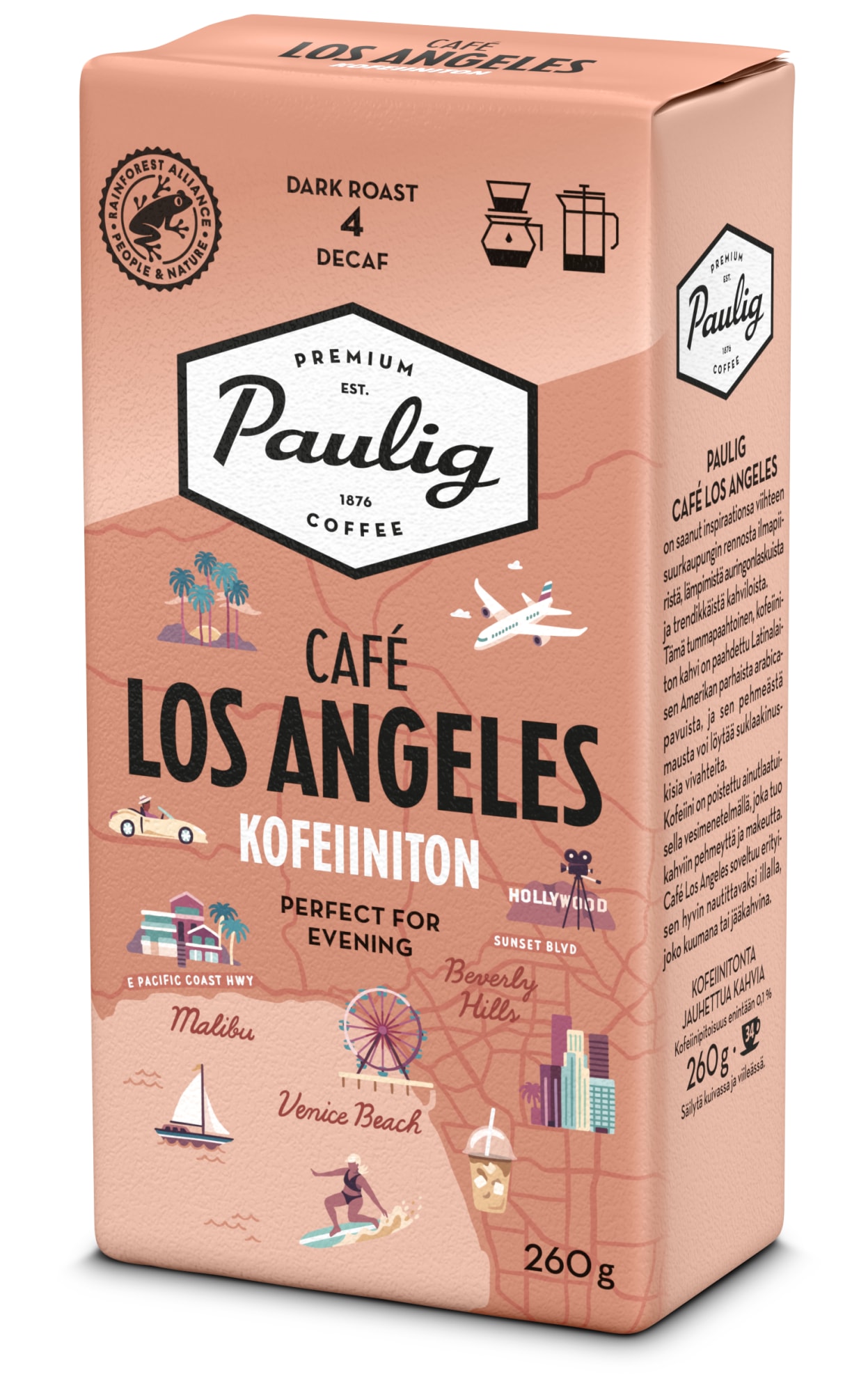 Paulig Café Los Angeles Kofeiiniton Suodatinjauhatus 260g kahvi
