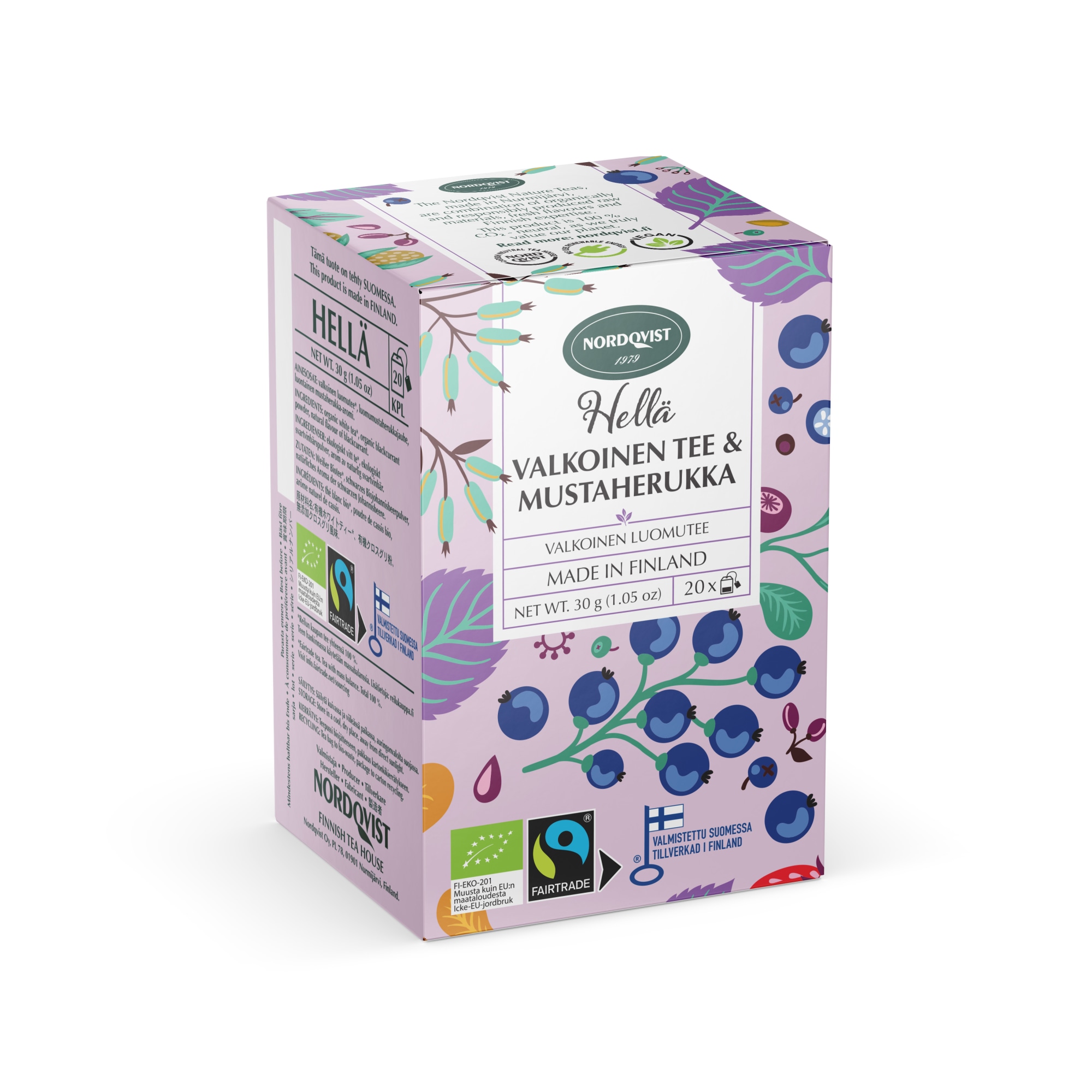 Nordqvist Hellä Luomu 20x1,50g valkoinen tee