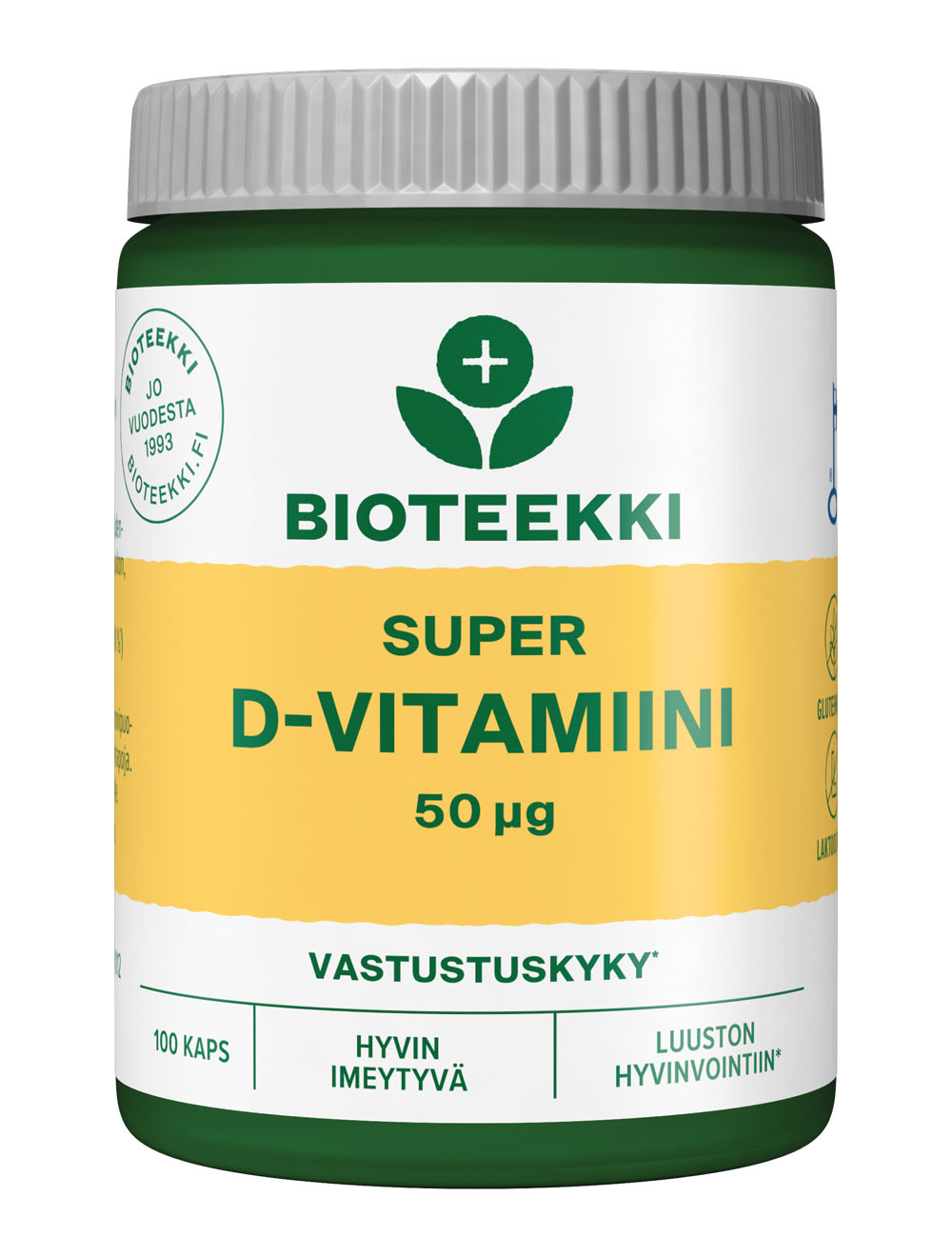 Bioteekki Super D-vitamiini 50 µg 100 kaps. ravintolisä