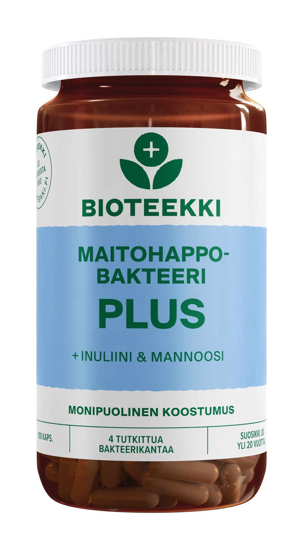 Bioteekki Maitohappobakteeri Plus 100 kaps. ravintolisä
