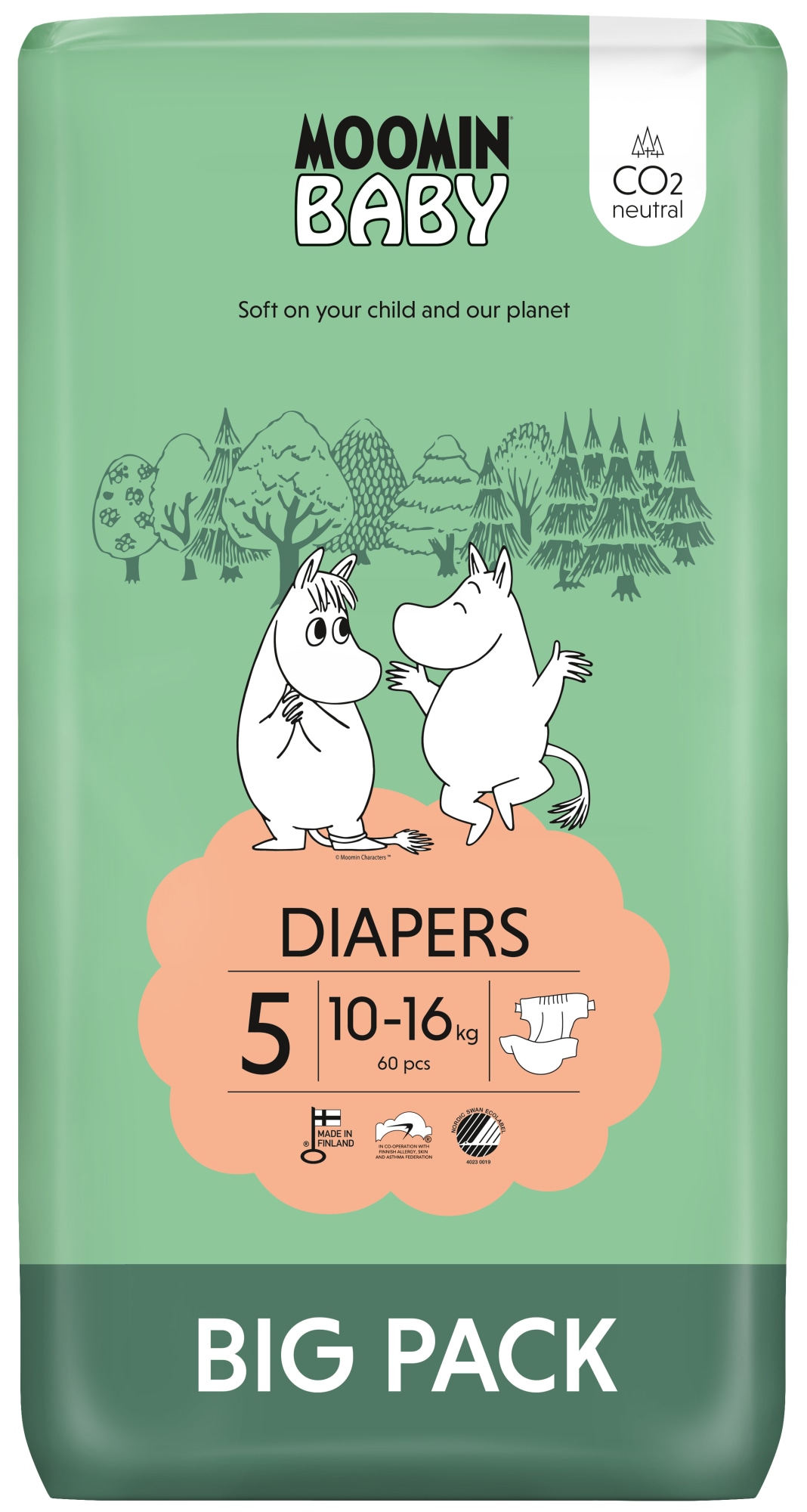 Moomin Baby koko 5, 10-16 kg 60 kpl teippivaippa
