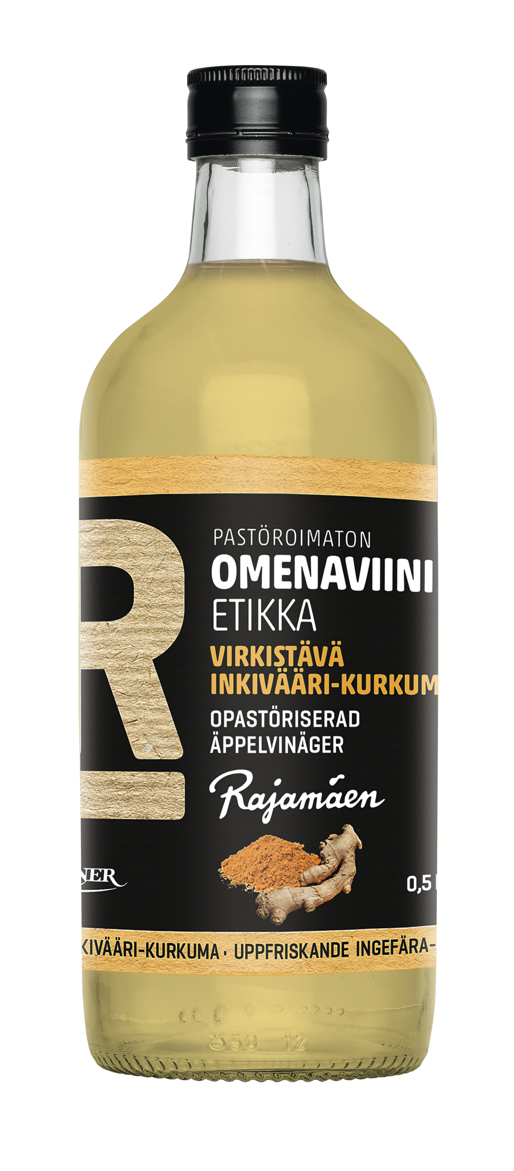 Rajamäen Inkivääri-Kurkuma 0,5l pastöroimaton omenaviinietikka