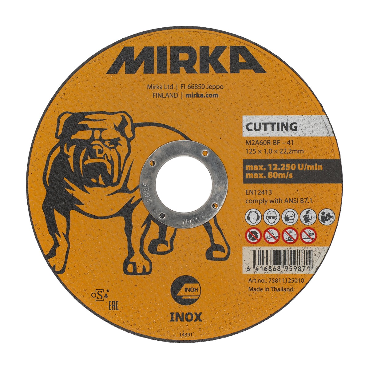Mirka Inox 125x1,0x22,2mm katkaisulaikka 10kpl