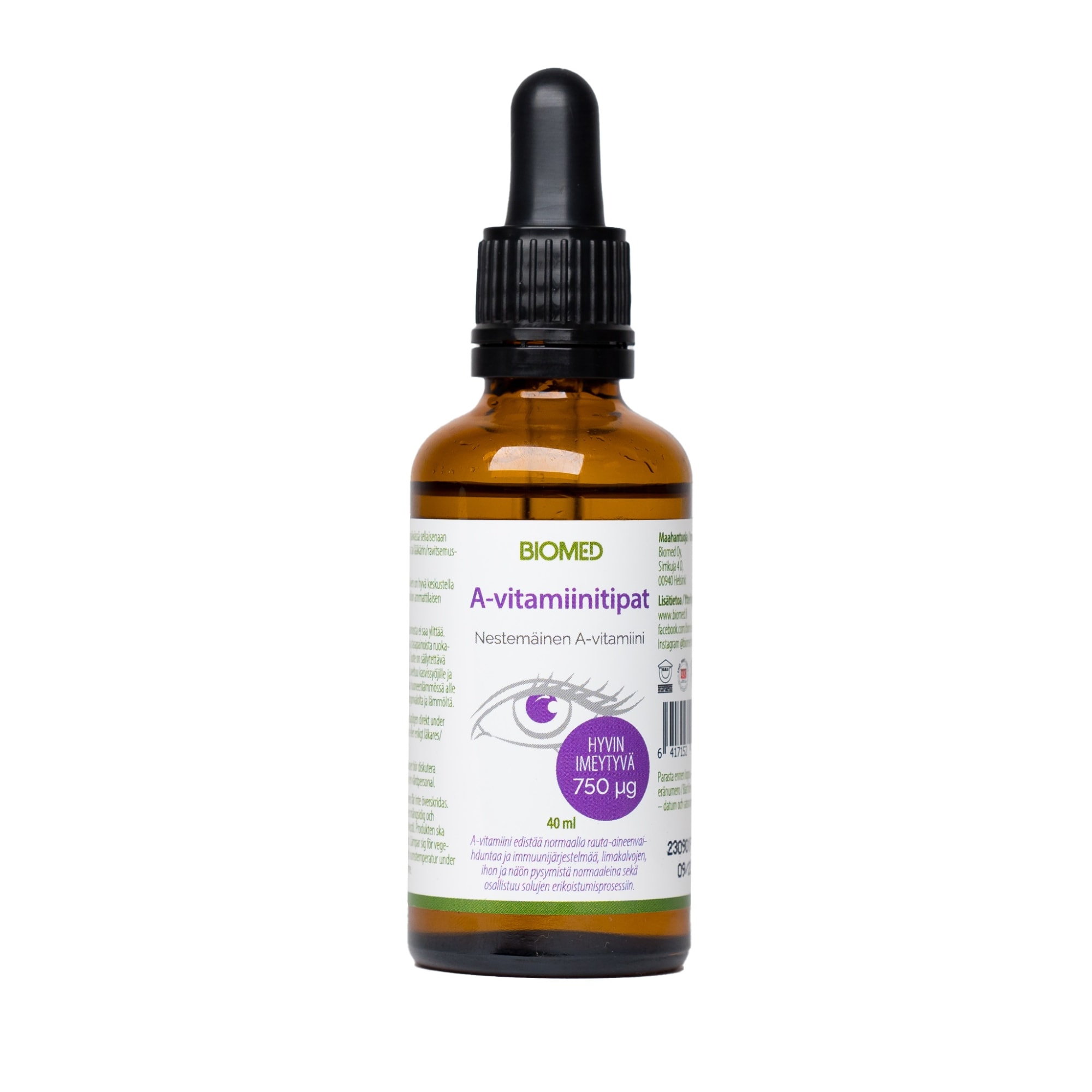 Biomed A-vitamiinitipat 40 ml ravintolisä