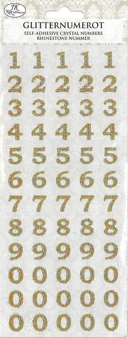J.K.Primeco kulta glitternumerotarra