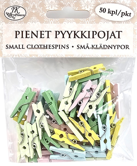 J.K. Primeco 50kpl pastellilajitelma pienet pyykkipojat